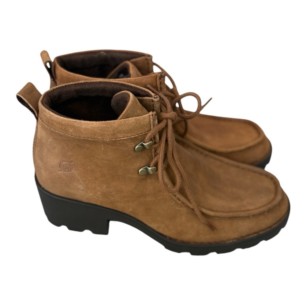 Born Brown Leather Griffin Moc Toe Chukka Boots Lug Sole Comfort Ankle Boot 10